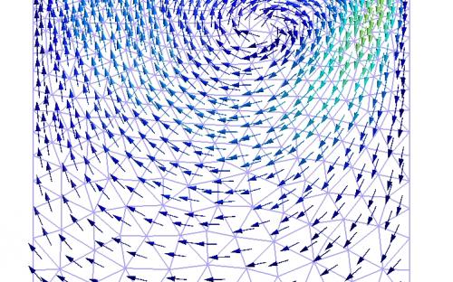 Velocity field for the driven cavity problem