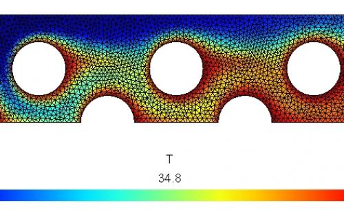 Temperature field in the heat exchanger