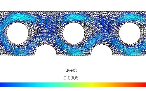 Velocity field in the heat exchanger